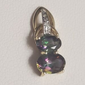 Mystic topaz/diamond pendant